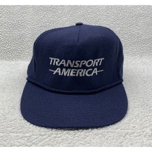 VTG Transport America Blockhead Snapback Hat Rope Acrylic Navy Blue Trucking Dad